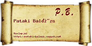 Pataki Balázs névjegykártya