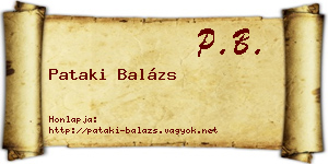 Pataki Balázs névjegykártya